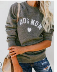 DOG MOM Funny Letter Print Sweatshirt